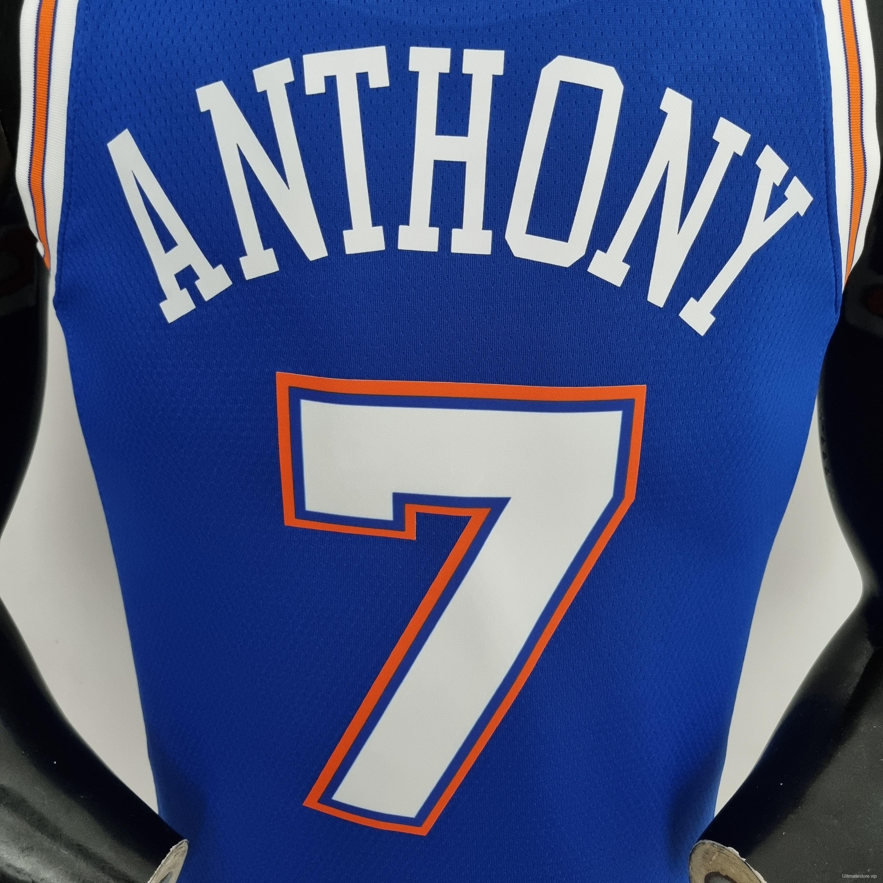 75th Anniversary Anthony #7 New York Knicks Jordan Limited Blue NBA Jersey