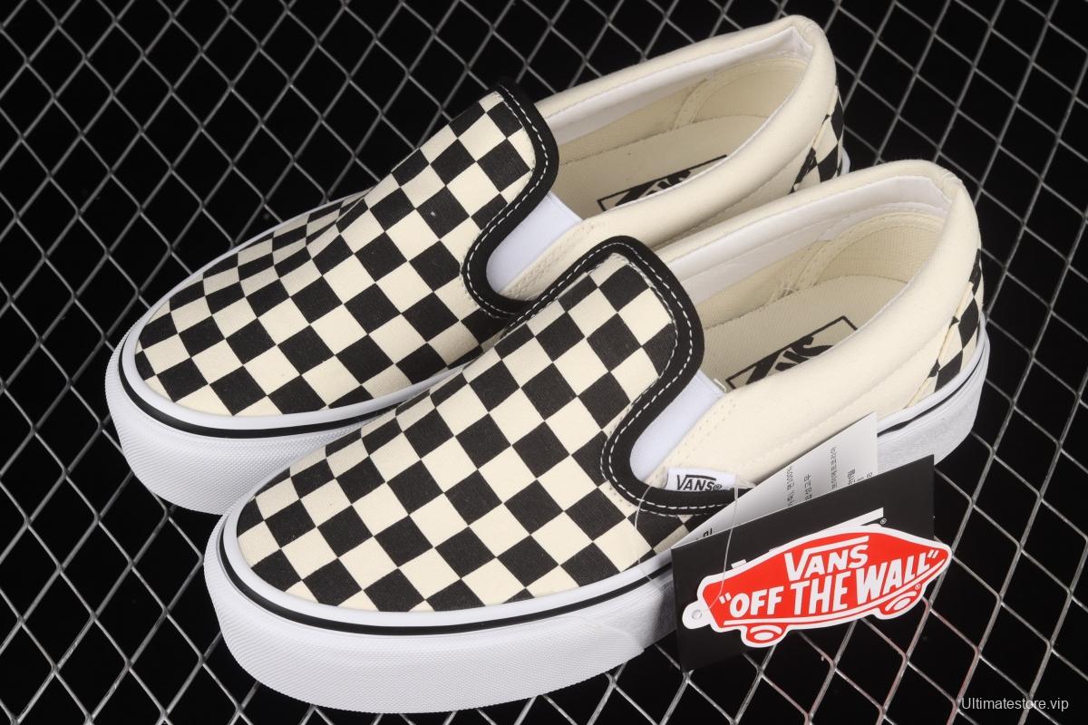 Vans Slip-On Platform classic lazyman black and white checkerboard thick soles shoes VN0A318EBWW