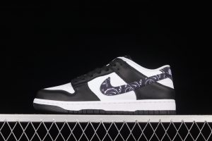 NIKE SB DUNK Low Black Paisley black and white panda cashew flower SB buckle rebound fashion casual board shoes DH4401-100