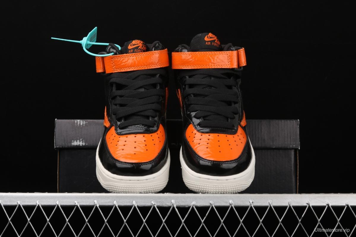 NIKE Air Force 11607 Mid in the help / retractor lacquered leather black orange 804609-188