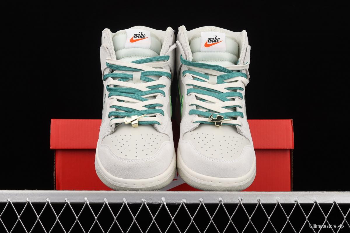 NIKE SB DUNK Hi SE white and green SB rebound high-top casual board shoes DH0960-001