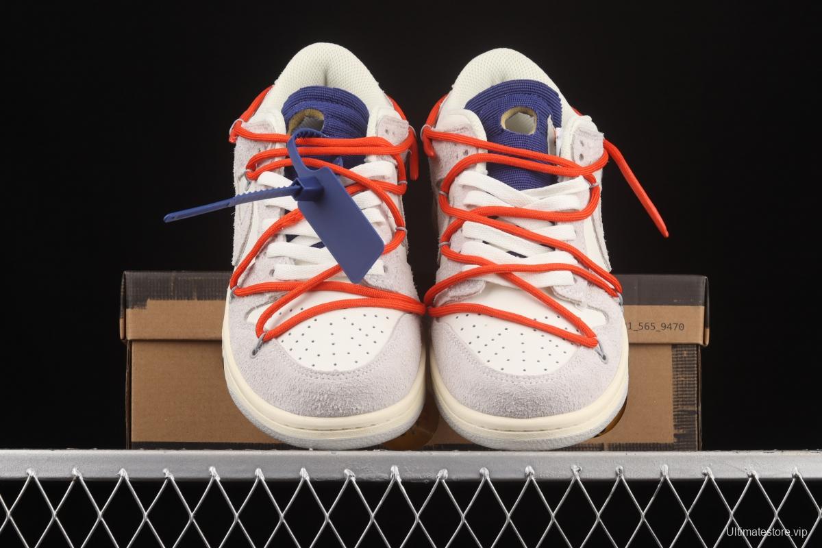 OFF-White x NIKE DUNK Low 12 of 50 OW suede SB buckle rebound fashion casual board shoes DJ0950-110