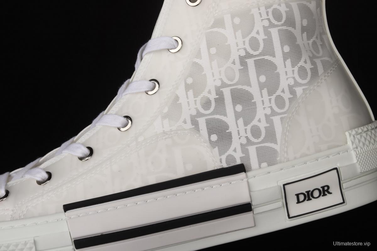 Authentic Dior B23 Oblique High Top Sneakers Dior CD ghosting high upper board shoes 3SH118YJR 063 White