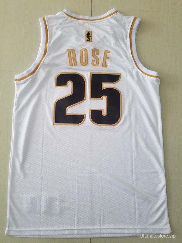 Derrick Rose 25 White Golden Edition Jersey