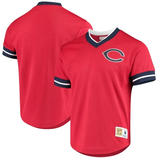 Men's Red Mesh V-Neck Throwback Jersey
