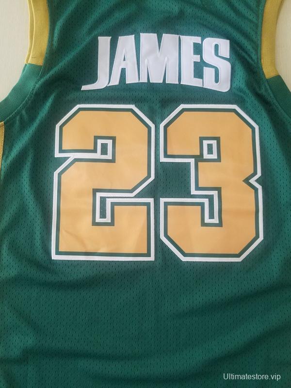 LeBron James 23 Irish High School Green Basketball Jersey