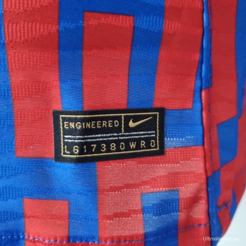 22/23 Barcelona Player Version Pre-match Jersey Red and Blue