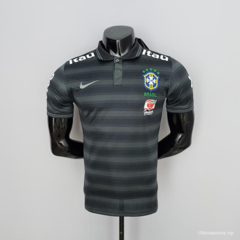 2022 Brazil Polo Black Stripe Jersey