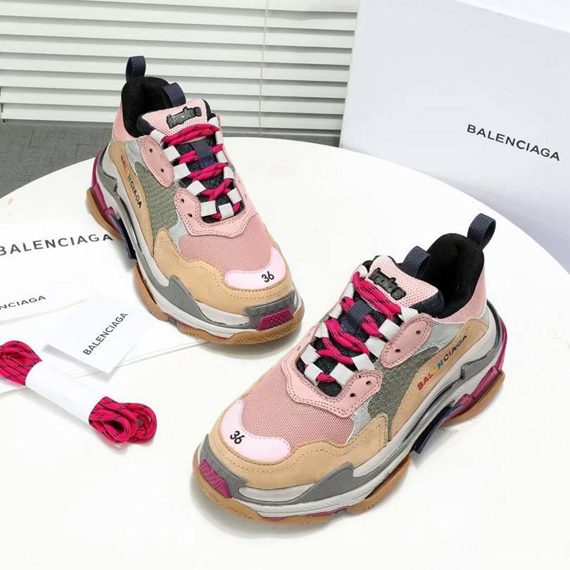 Men/Women Balenciaga Triple S Pink/Wheat Sneaker Item 6380400