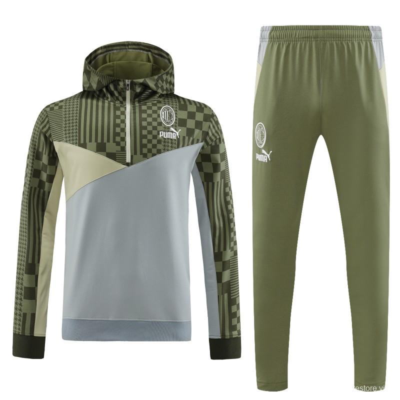 23/24 PUMA Green Grey Hoodie Half Zipper Jacket+Pants