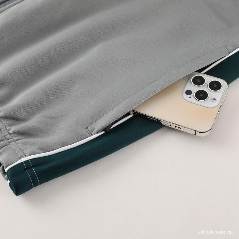 2023 NIKE Grey/Dark Green Hoodie Full Zipper Jacket +Pants