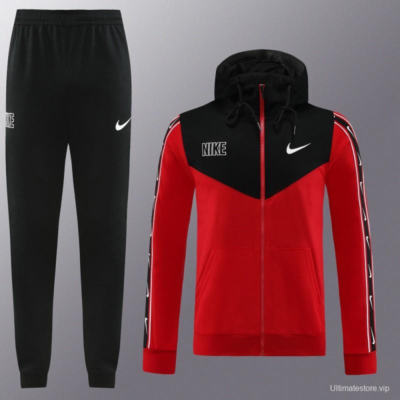 23/24 NIKE Black/Red Full Zipper Hooide Jacket+Pants