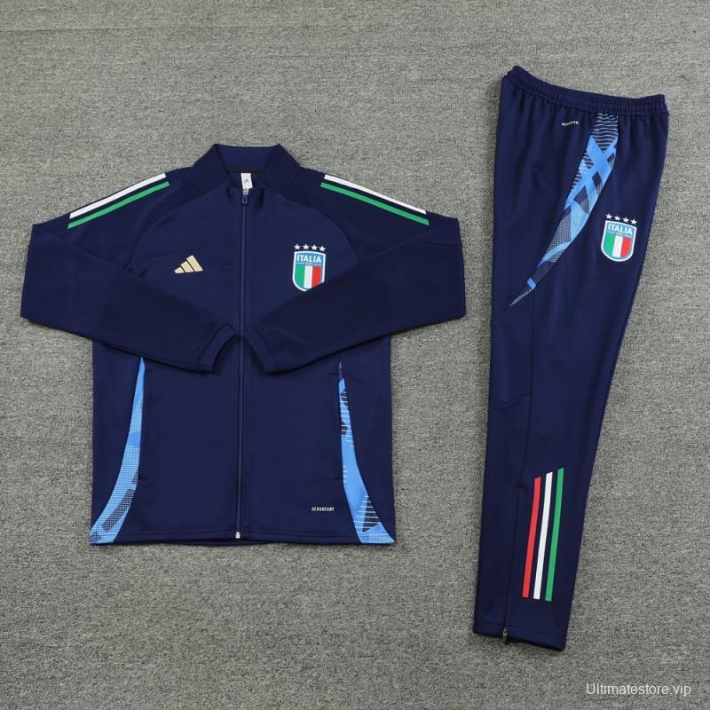 2024 Italy Navy Full Zipper Jacket +Long Pants