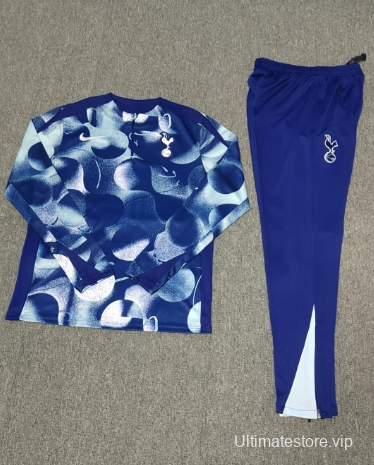 24/25 Kids Tottenham Hotspur Blue Camouflage Half Zipper Jacket+Long Pants