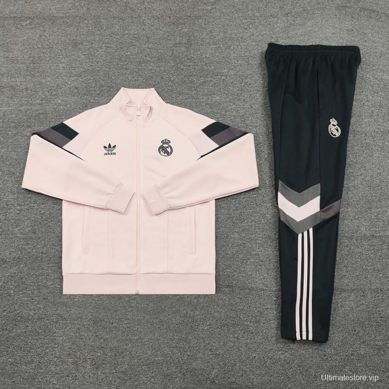 24/25 Real Madrid Light Pink Full Zipper Jacket +Long Pants