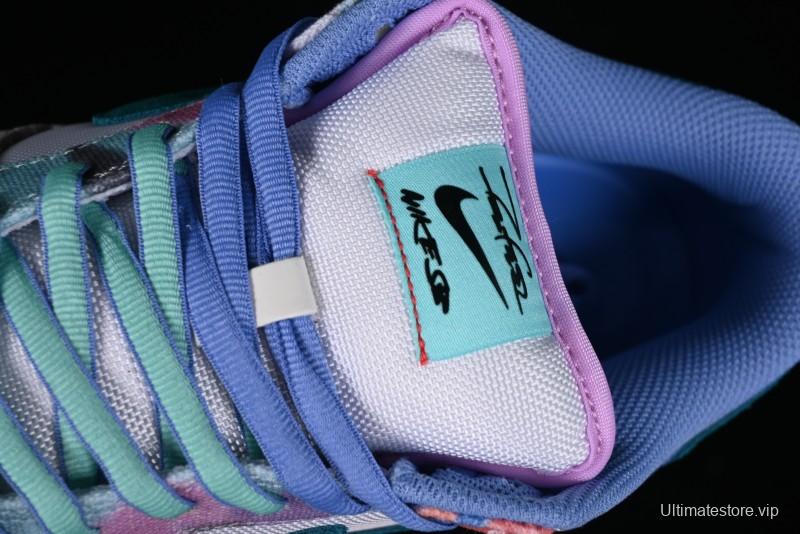 Nike Futura x Dunk Low Pro SB Skate Shoes with Tie-Dye Design - HF6061-400