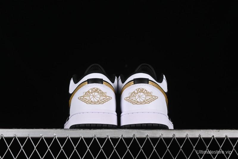Nike Air Jordan 1 Low AJ1 Black White Gold Hook Basketball Shoes - 553558-172