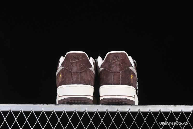 Nike Air Force 1 '07 Low BAPE Collaboration Grey Green Brown Low-Top Casual Sneakers - KK1988-039