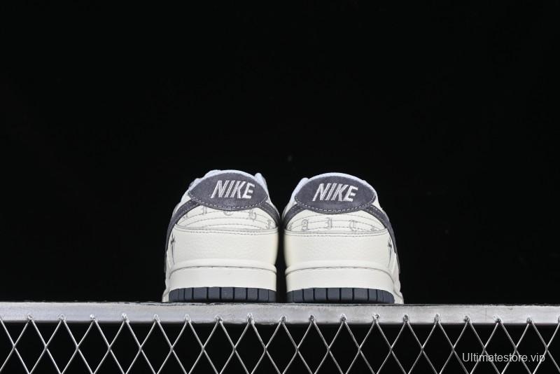 Nike SB Dunk Low Chrome Hearts Collaboration Cross Print Grey Swoosh Anniversary Custom Low-Top Casual Sneakers - DJ2024-064