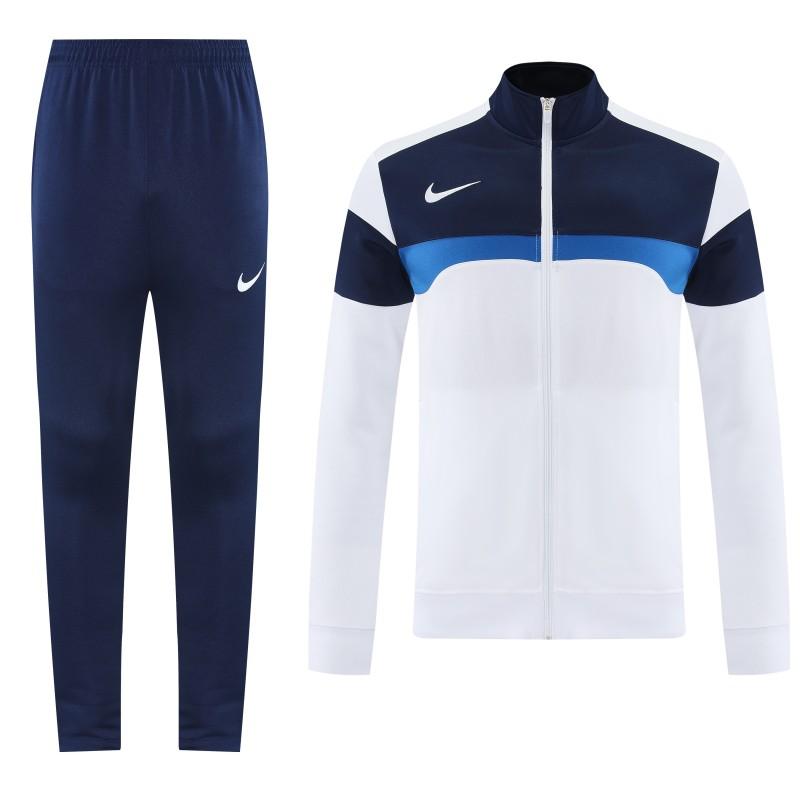 2025 Nike White/Navy Full Hoodie Zipper Jacket +Long Pants