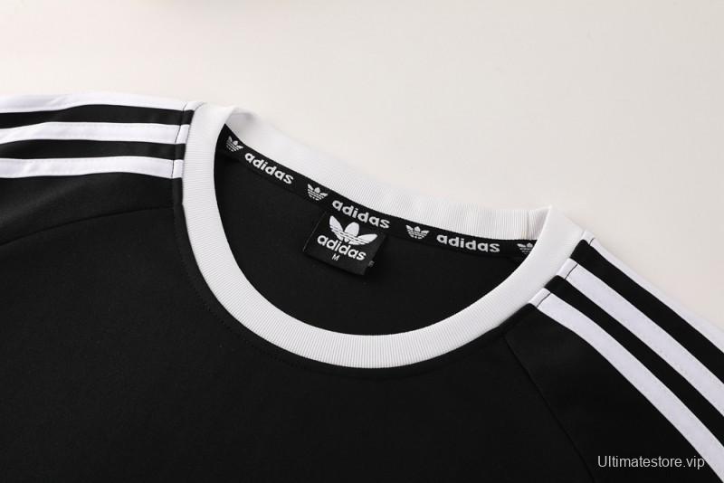 2025 Adidas Originals Long Sleeve T-Shirt Collection - Navy/White/Black with 3-Stripes