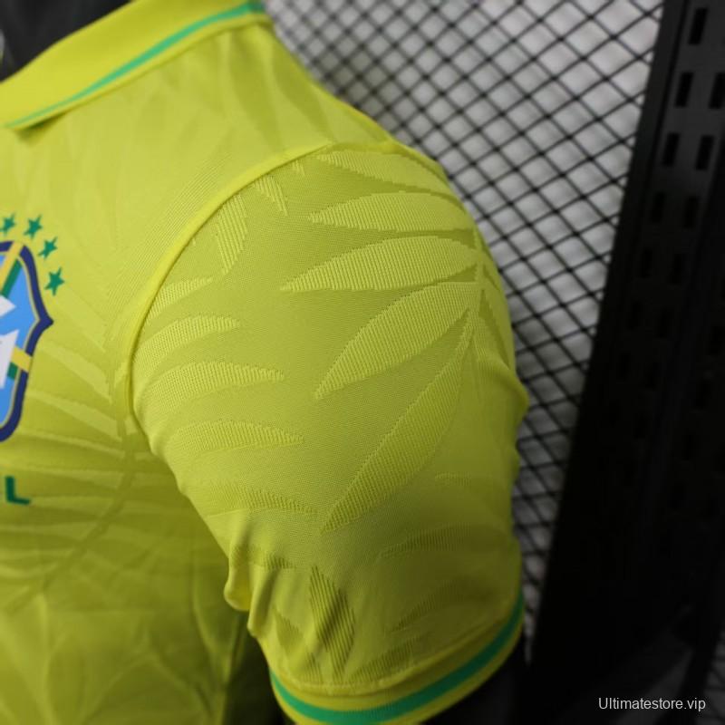 Player Version 2025 Brazil Home Yellow Classic Jersey