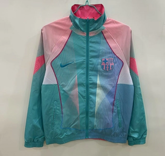 25/26 FC Barcelona Teal & Pink Training Windbreaker with Geometric Pattern