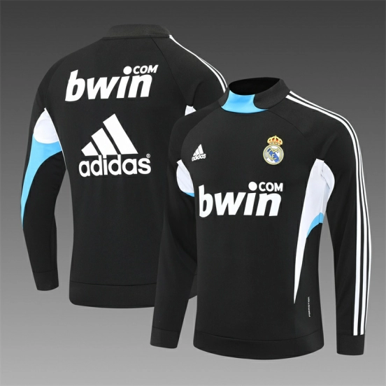 Retro 08/09 Real Madrid Black Half Zipper Jacket+Long Pants