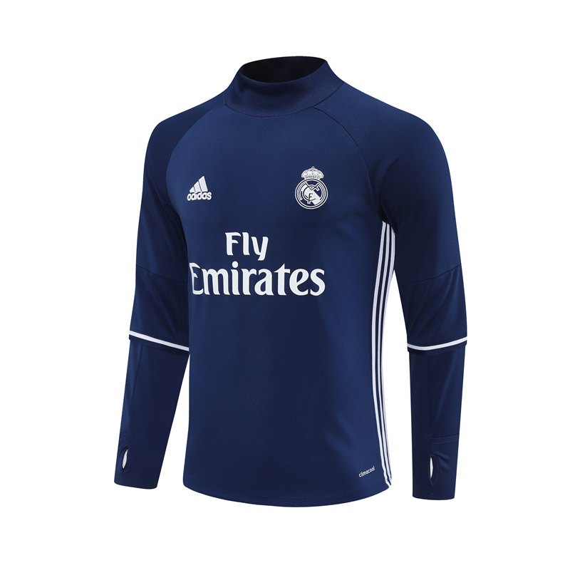 Retro 16/17 Real Madrid Royal Blue Half Zipper Jacket
