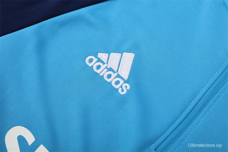 Retro 05/06 Real Madrid Light Blue Half Zipper Jacket+Long Pants