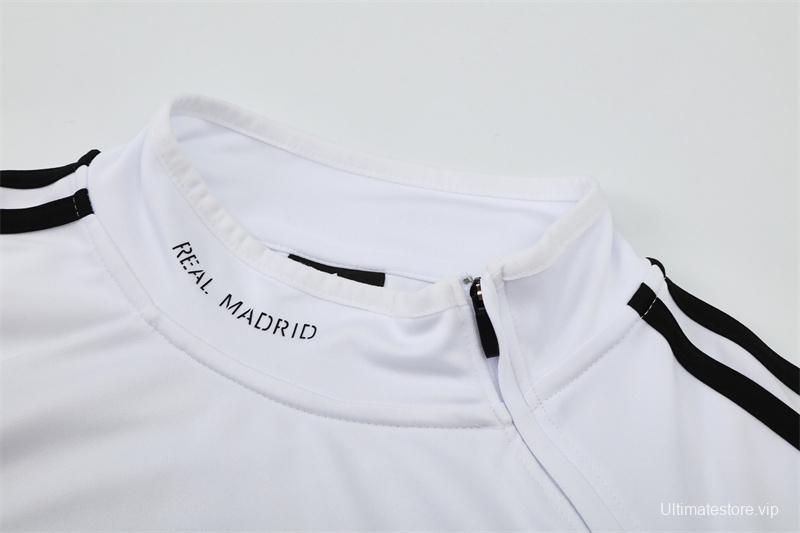 Retro 13/14 Real Madrid White Half Zipper Jacket