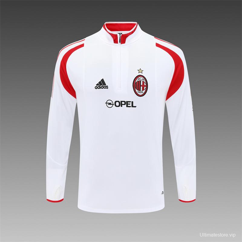 Retro 04/05 AC Milan White Half Zipper Jacket+Long Pants