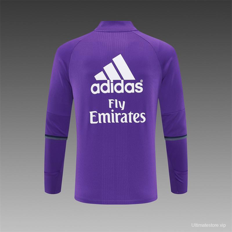 Retro 16/17 Real Madrid Purple Half Zipper Jacket+Long Pants