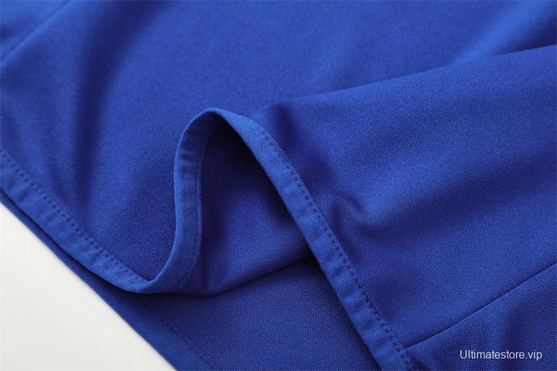 2002 Brazil Color Blue Half Zipper Jacket+Long Pants