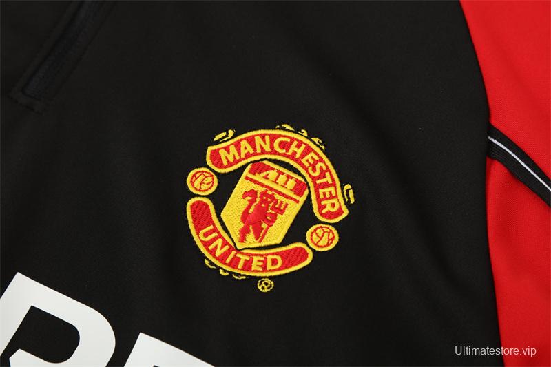 Retro 98/99 Manchester United Black Half Zipper Jacket