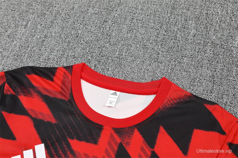 25/26 Manchester United Red Black Camouflage Short Sleeve Jersey+Shorts with XS