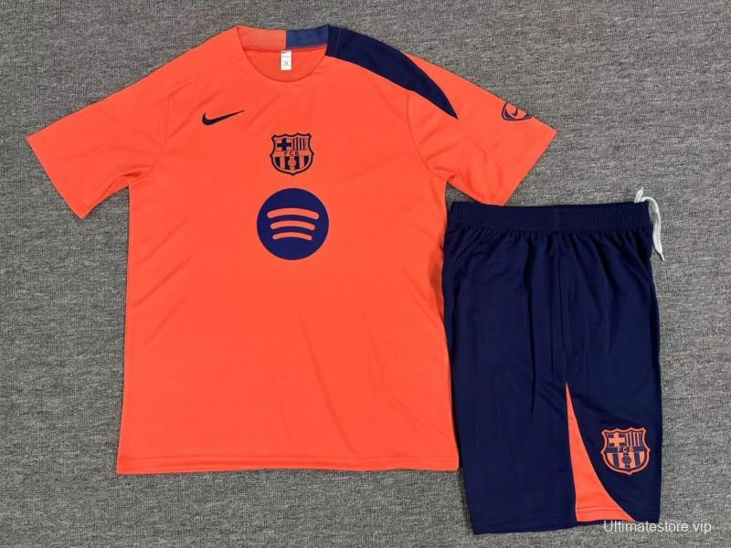 25/26 Kids Barcelona Orange T90 Short Sleeve Jersey+Shorts