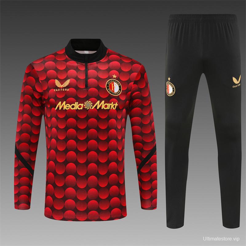 25/26 Feyenoord Red Black Camouflage Half Zipper Jacket+Long Pants