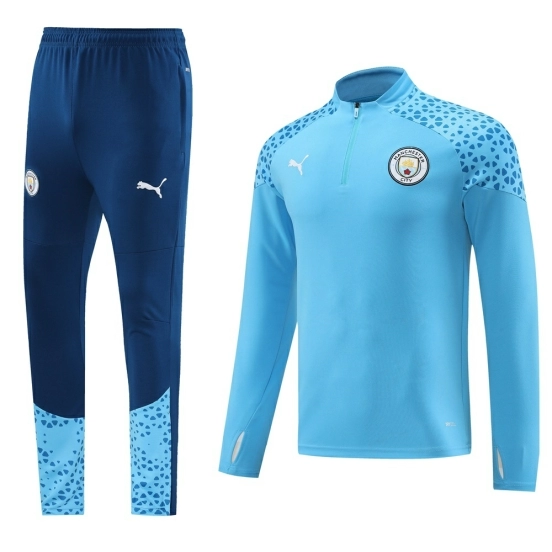 25/26  Manchester City Sky Blue Half Zipper Jacket+Long Pants