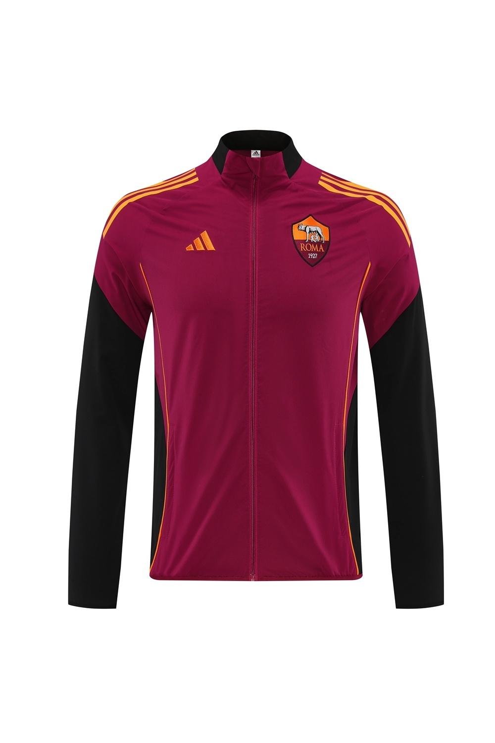25/26 AS Roma Maroon S-3XL Half Zipper Jacket+Long Pants