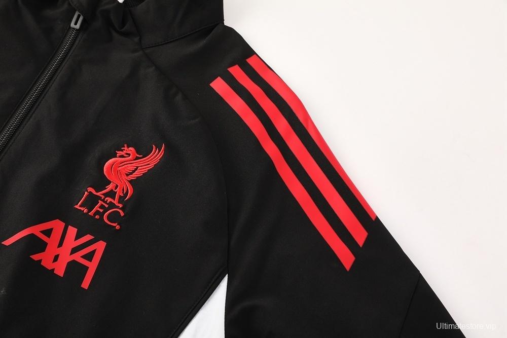 25/26 Liverpool Black S-2XL Half Zipper Jacket+Long Pants
