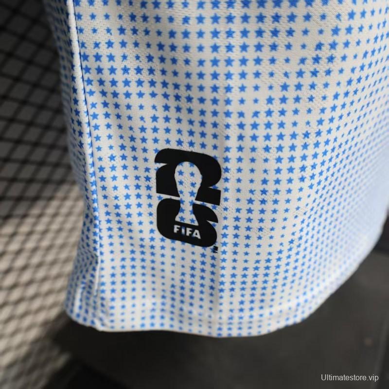 2025 Player Version  USA  Away White with Blue Halftone Gradient Pattern World Cup Commemorative Jersey