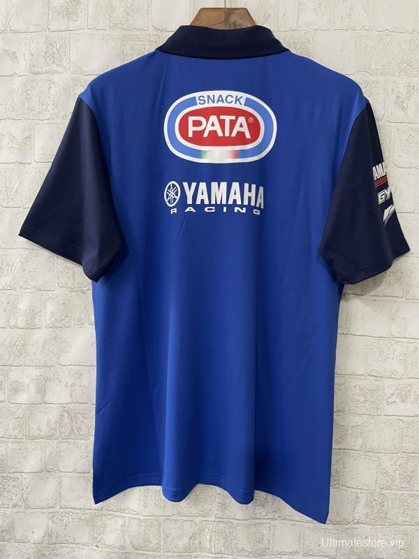 2025 F1 Yamaha Racing Team Blue and Navy Polo Jersey with Multiple Sponsors