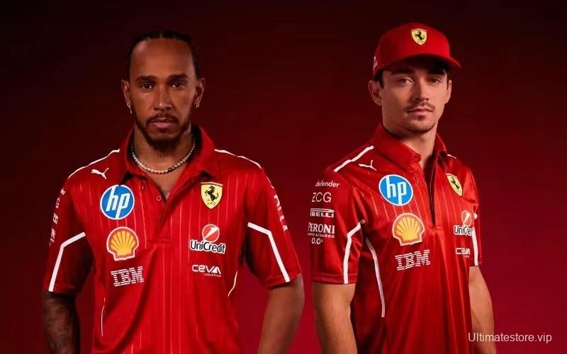 2025 F1 Scuderia Ferrari Red with White Trim Team Polo Shirt