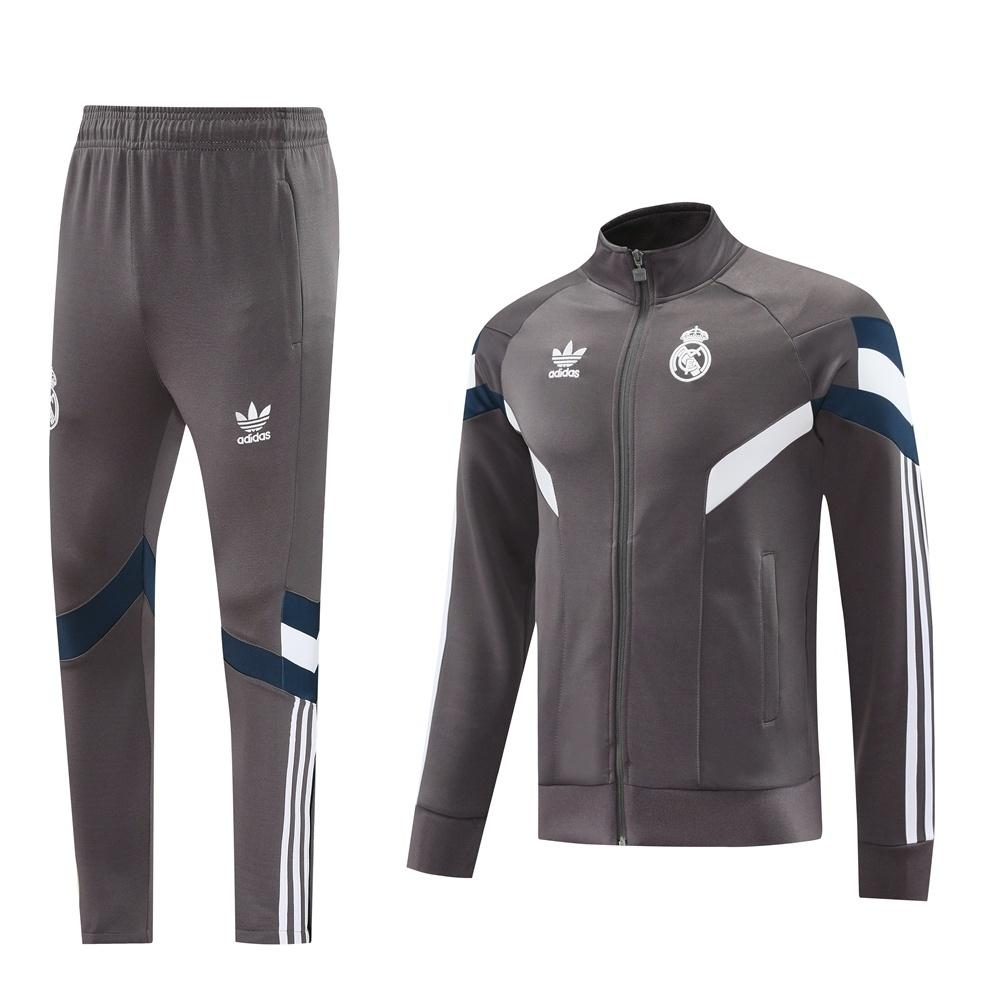 25/26 Real Madrid Light Grey Full Zipper Jacket+Long Pants
