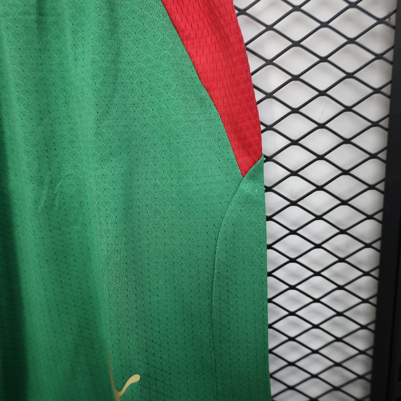 2026 Player Version Morocco Green with Red Side Panels Shorts