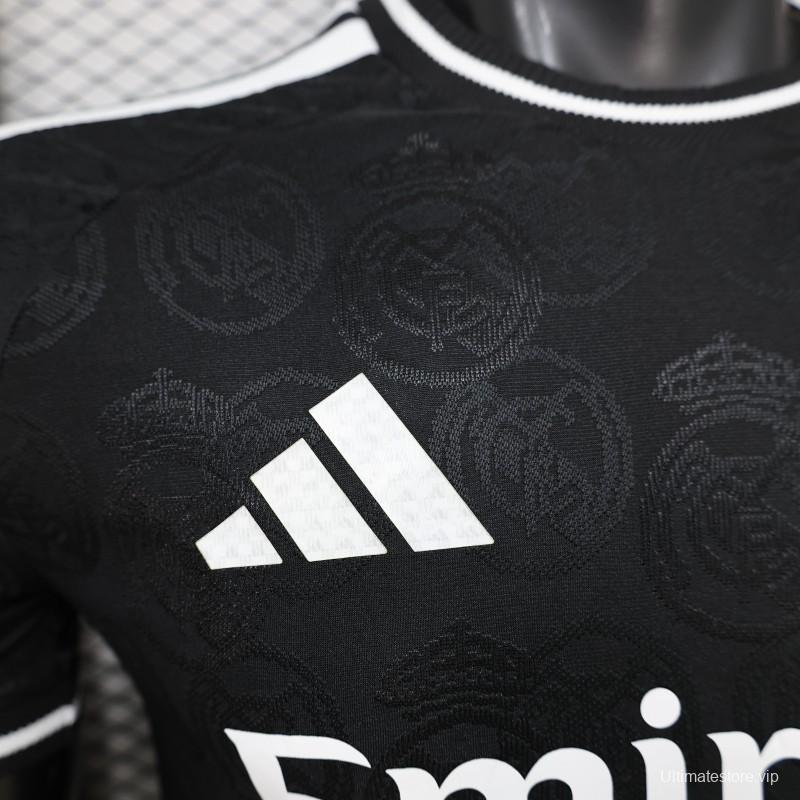 25/26 Player Version Real Madrid Black with Subtle Crest Pattern Jersey