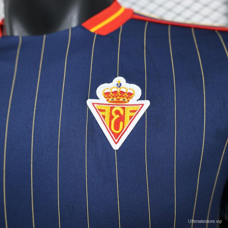 2026 Player Version Spain Navy Blue with Thin Yellow Pinstripes Jersey