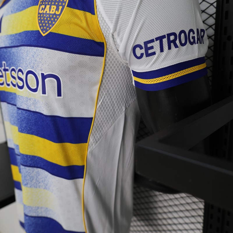 25/26 Player Version Boca Juniors White with Blue and Yellow Gradient Horizontal Stripes Jersey