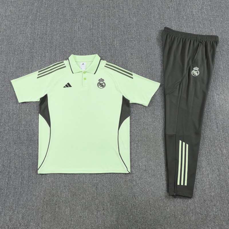 26/27 Real Madrid Light Green  Polo Training Shirt + Long Pants Tracksuit